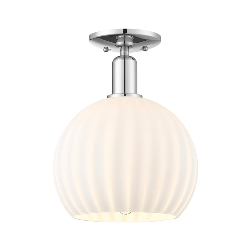 Innovations Lighting Arcadia 10in 1-Light Semi-Flush Mount | Industrial Modern Polished Chrome and White Venetian Glass | Model 716-1C-PC-G1217-10WV