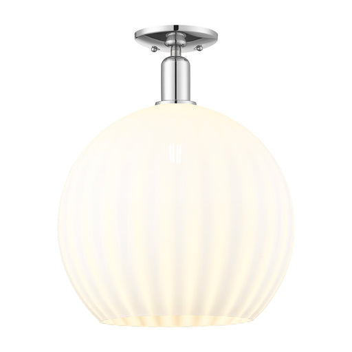 Innovations Lighting Arcadia 14in 1-Light Semi-Flush Mount | Industrial Polished Chrome and White Venetian Glass | Hallway & | Model 716-1C-PC-G1217-14WV
