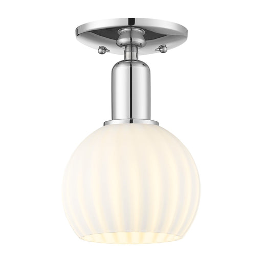 Innovations Lighting Arcadia 6in 1-Light Semi-Flush Mount | Industrial Polished Chrome and White Venetian Glass | Kitchen & | Model 716-1C-PC-G1217-6WV