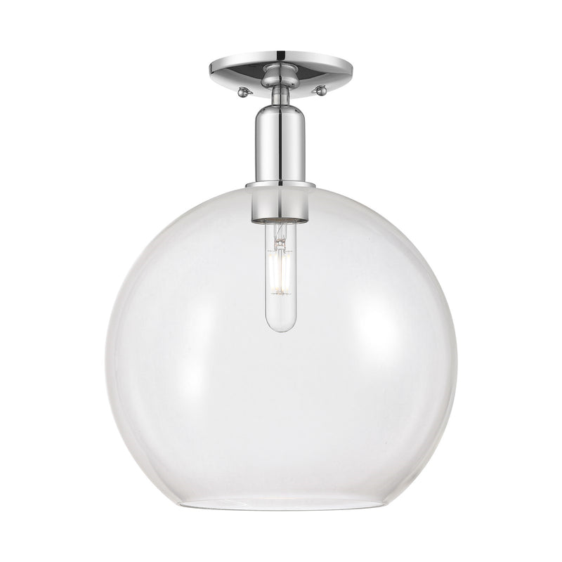 Innovations Athens 12in 1-Light Semi-Flush Mount | Industrial Polished Chrome and Clear Glass | Entryway & Hallway | 11.75 x | Model 716-1C-PC-G122-12