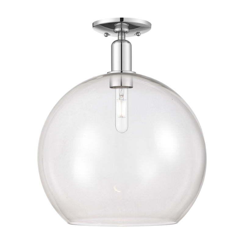 Innovations Athens 14in 1-Light Semi-Flush Mount | Industrial Polished Chrome Steel and Clear Glass | Kitchen & Hallway | 13.75 | Model 716-1C-PC-G122-14