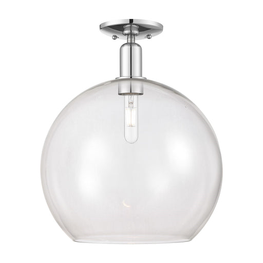 Innovations Athens 14in 1-Light Semi-Flush Mount | Industrial Polished Chrome Steel and Clear Glass | Kitchen & Hallway | 13.75 | Model 716-1C-PC-G122-14