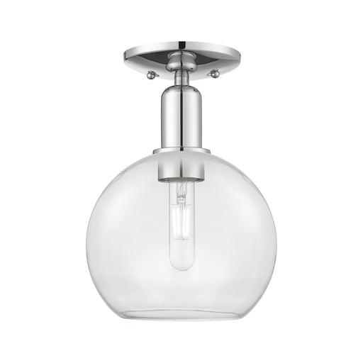 Innovations Athens 8in 1-Light Semi-Flush Mount | Industrial Polished Chrome Steel and Clear Glass | Entryway & Hallway | 8 x 8 x | Model 716-1C-PC-G122-8