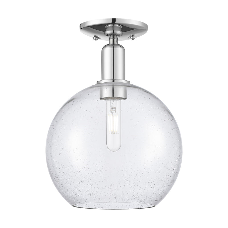 Innovations Athens 10in 1-Light Semi-Flush Mount | Industrial Polished Chrome Steel and Seedy Glass | Entryway & Hallway | 10 x | Model 716-1C-PC-G124-10