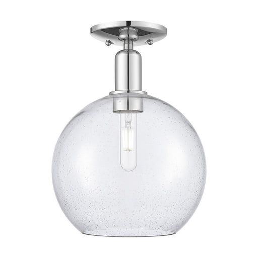 Innovations Athens 10in 1-Light Semi-Flush Mount | Industrial Polished Chrome Steel and Seedy Glass | Entryway & Hallway | 10 x | Model 716-1C-PC-G124-10