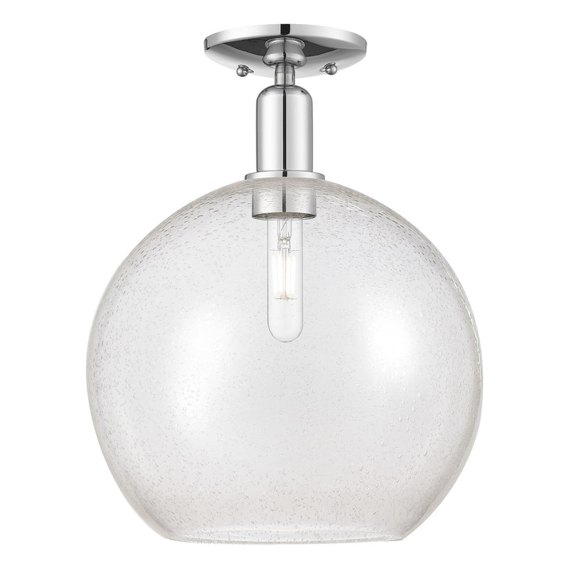 Innovations Athens 12in 1-Light Semi-Flush | Industrial Polished Chrome Steel and Seedy Glass | Entryway & Hallway | 11.75 x | Model 716-1C-PC-G124-12