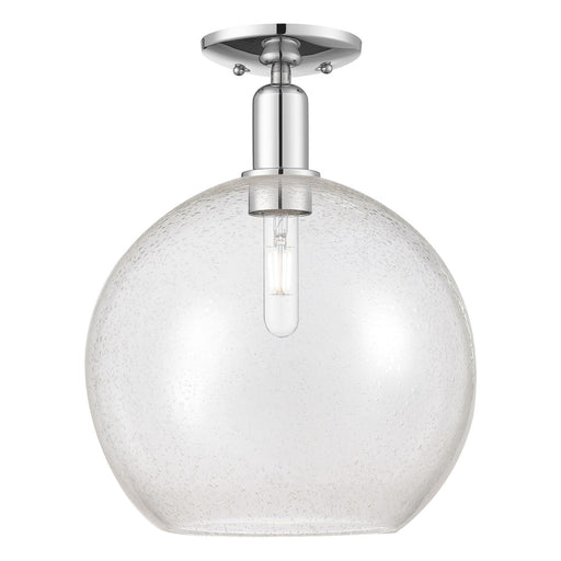 Innovations Athens 12in 1-Light Semi-Flush | Industrial Polished Chrome Steel and Seedy Glass | Entryway & Hallway | 11.75 x | Model 716-1C-PC-G124-12