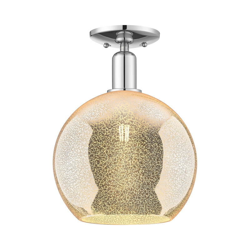 Innovations Athens 10in 1-Light Semi-Flush Mount | Industrial Modern Polished Chrome and Mercury Glass | Entryway & Hallway | 10 | Model 716-1C-PC-G128-10