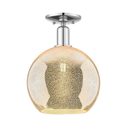 Innovations Athens 10in 1-Light Semi-Flush Mount | Industrial Modern Polished Chrome and Mercury Glass | Entryway & Hallway | 10 | Model 716-1C-PC-G128-10