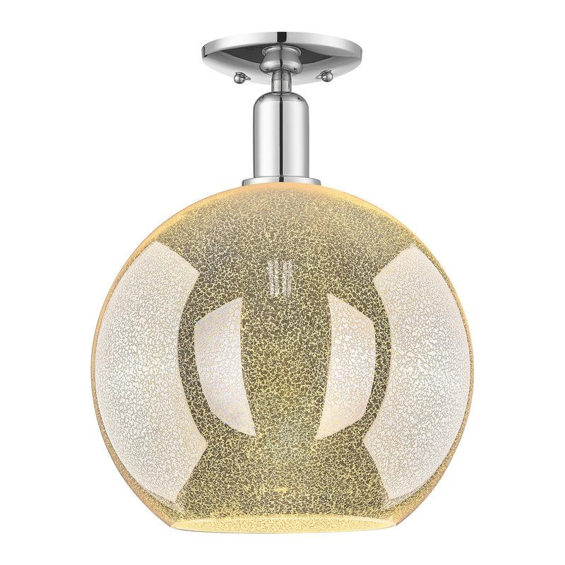 Innovations Athens 12in 1-Light Semi-Flush | Industrial Modern Polished Chrome and Mercury Glass | Hallway & Entryway | 11.75 x | Model 716-1C-PC-G128-12