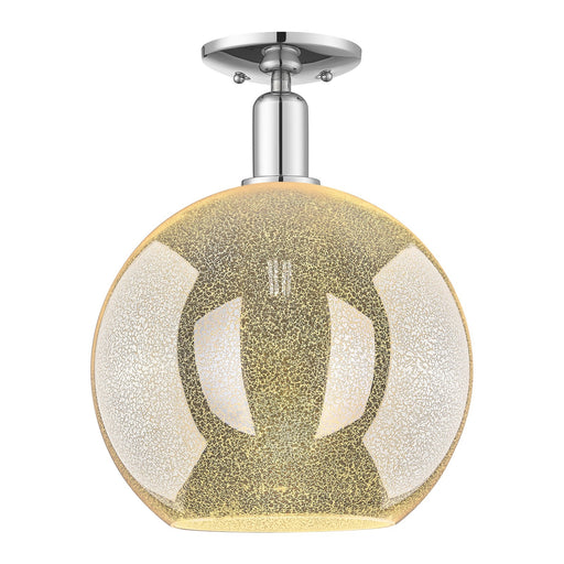 Innovations Athens 12in 1-Light Semi-Flush | Industrial Modern Polished Chrome and Mercury Glass | Hallway & Entryway | 11.75 x | Model 716-1C-PC-G128-12