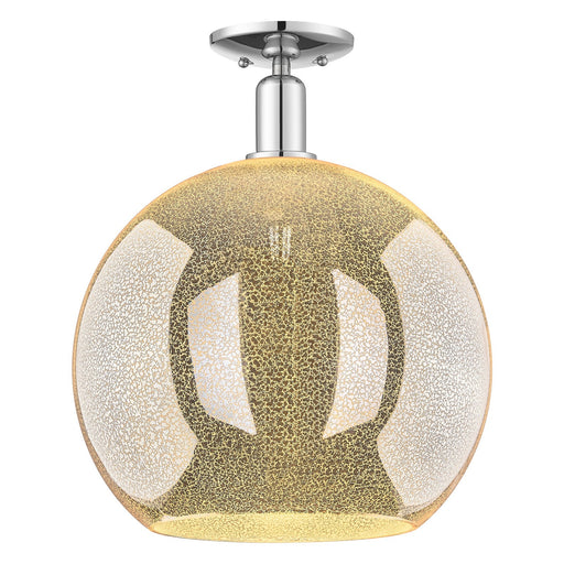 Innovations Athens 14in 1-Light Semi-Flush Mount | Industrial Polished Chrome and Mercury Glass | Damp-Rated Entryway & Hallway | Model 716-1C-PC-G128-14