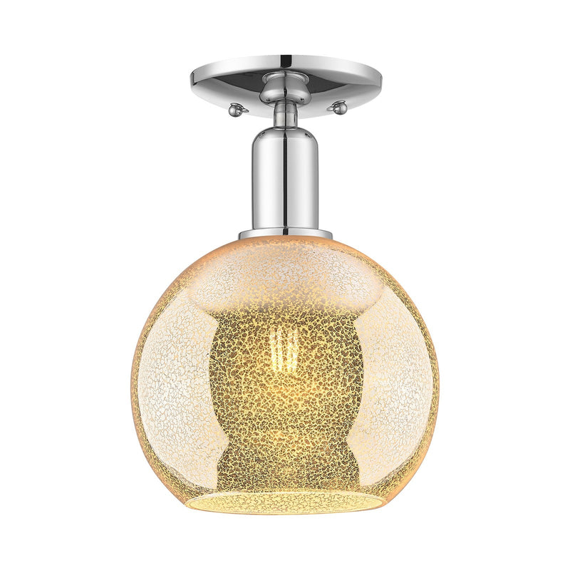 Innovations Athens 8in 1-Light Semi-Flush Mount | Industrial Polished Chrome Steel and Mercury Glass | Entryway & Hallway Ceiling | Model 716-1C-PC-G128-8