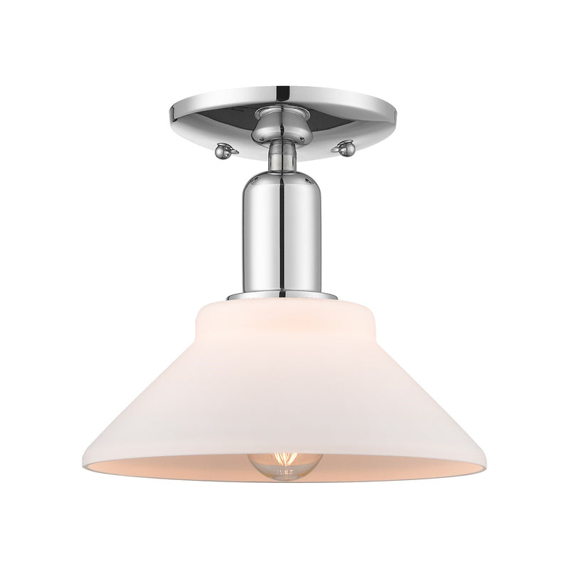 Innovations Orwell 8in 1-Light Semi-Flush Mount | Industrial Polished Chrome Steel and Matte White Glass | Kitchen & Hallway | 8.38 | Model 716-1C-PC-G131