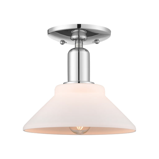 Innovations Orwell 8in 1-Light Semi-Flush Mount | Industrial Polished Chrome Steel and Matte White Glass | Kitchen & Hallway | 8.38 | Model 716-1C-PC-G131