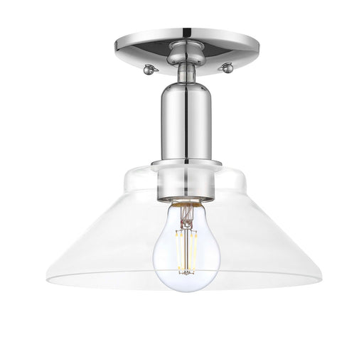 Innovations Orwell 8.38in 1-Light Semi-Flush Mount | Industrial Polished Chrome Steel and Clear Glass | Entryway & Hallway | 8.38 x | Model 716-1C-PC-G132