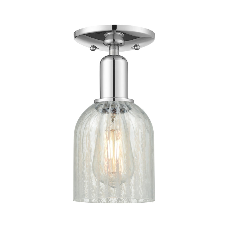 Innovations Caledonia 5in 1-Light Semi-Flush Mount | Industrial Polished Chrome Steel and Mouchette Glass | Damp-Rated Entryway & | Model 716-1C-PC-G2511