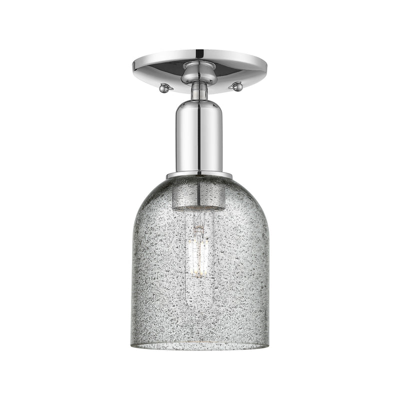 Innovations Caledonia 5in 1-Light Semi-Flush Mount | Industrial Polished Chrome and Charcoal Glass | Damp-Rated Hallway & Bathroom | Model 716-1C-PC-G257