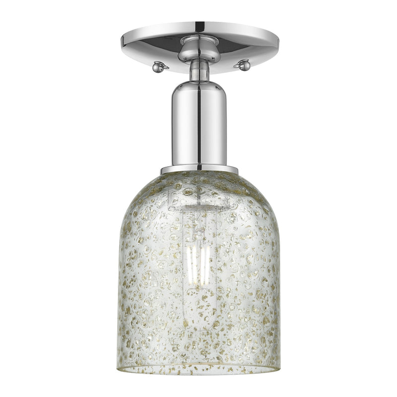 Innovations Caledonia 5in 1-Light Semi-Flush Mount | Industrial Polished Chrome and Mica Glass | Entryway & Hallway | 5 x 5 x 10.5 | Model 716-1C-PC-G259