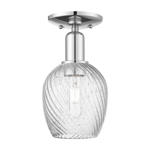 Innovations Salina 6in 1-Light Semi-Flush Mount | Industrial Polished Chrome and Clear Spiral Fluted Glass | Entryway & Hallway | Model 716-1C-PC-G292