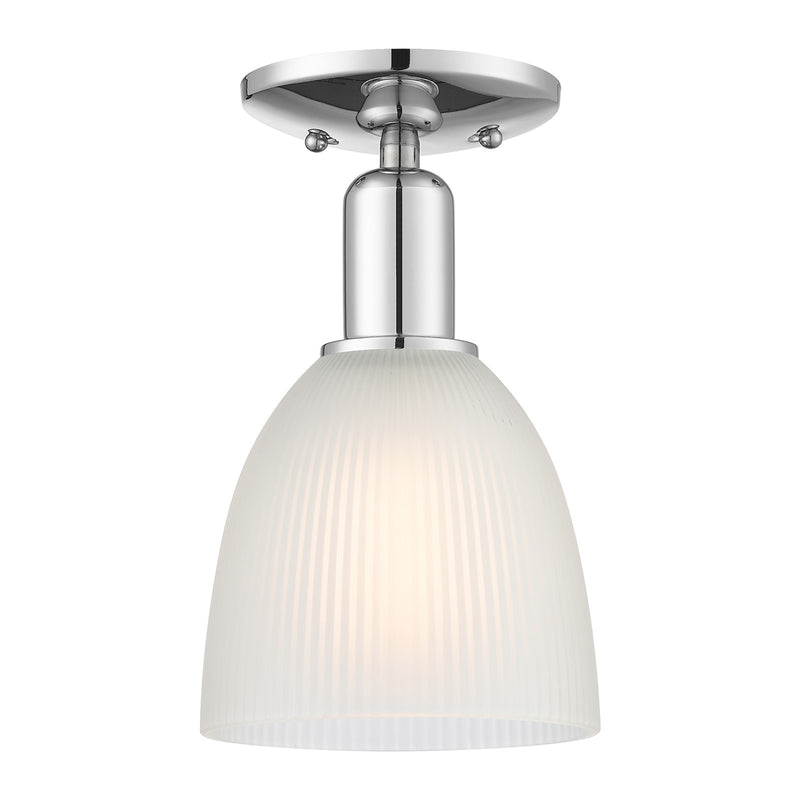 Innovations Castile 6in 1-Light Semi-Flush Mount | Industrial Polished Chrome and White Glass | Entryway & Hallway | 6 x 6 x 10.5 in | Model 716-1C-PC-G381