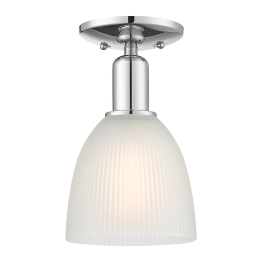 Innovations Castile 6in 1-Light Semi-Flush Mount | Industrial Polished Chrome and White Glass | Entryway & Hallway | 6 x 6 x 10.5 in | Model 716-1C-PC-G381