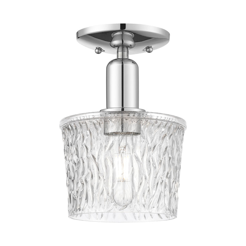 Innovations Niagara 6.5in 1-Light Semi-Flush Mount | Polished Chrome Steel and Clear Textured Glass | Entryway & Hallway | 6.5 x 10 | Model 716-1C-PC-G402