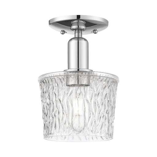 Innovations Niagara 6.5in 1-Light Semi-Flush Mount | Polished Chrome Steel and Clear Textured Glass | Entryway & Hallway | 6.5 x 10 | Model 716-1C-PC-G402