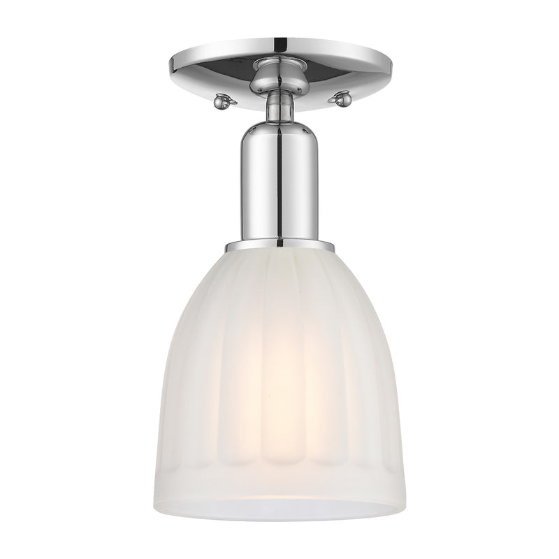 Innovations Brookfield 6in 1-Light Semi-Flush Mount | Industrial Polished Chrome and White Frosted Ribbed Glass | Entryway & | Model 716-1C-PC-G441
