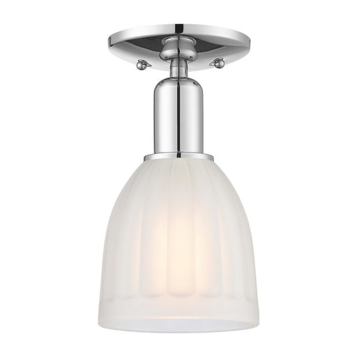 Innovations Brookfield 6in 1-Light Semi-Flush Mount | Industrial Polished Chrome and White Frosted Ribbed Glass | Entryway & | Model 716-1C-PC-G441