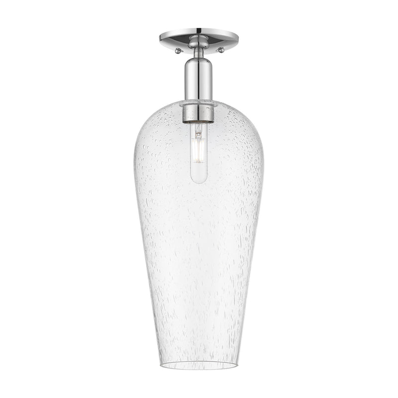Innovations Chelsea 8in 1-Light Semi-Flush Mount | Industrial Polished Chrome Steel and Seedy Glass | Entryway & Hallway | 8 x | Model 716-1C-PC-G456-8SDY