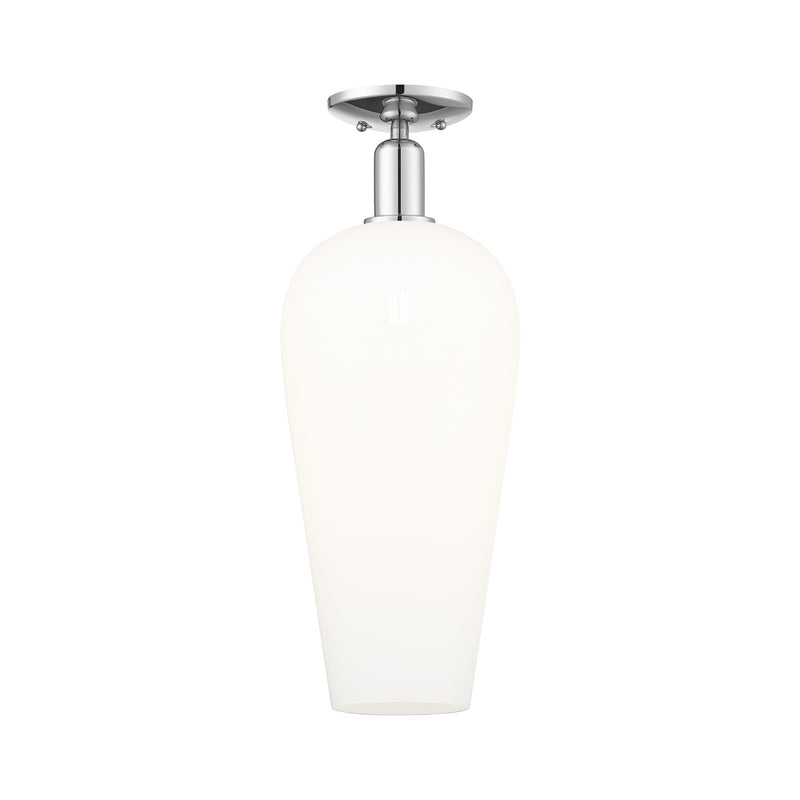 Innovations Chelsea 8in 1-Light Semi-Flush Mount | Industrial Polished Chrome and White Glass | Entryway & Hallway | 8 x 8 x | Model 716-1C-PC-G456-8WH
