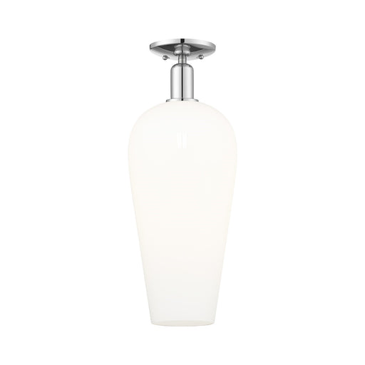 Innovations Chelsea 8in 1-Light Semi-Flush Mount | Industrial Polished Chrome and White Glass | Entryway & Hallway | 8 x 8 x | Model 716-1C-PC-G456-8WH
