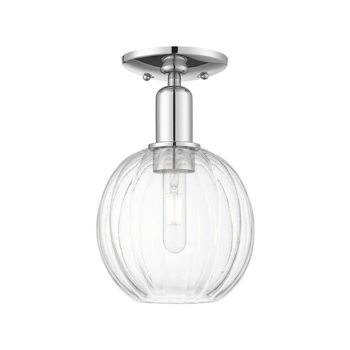Innovations Preston 1Lt 7" Globe Semi-Flush, Chrome/Clear - 716-1C-PC-G458-7CL