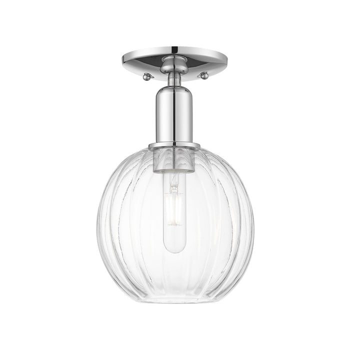 Innovations Preston 1Lt 7" Globe Semi-Flush, Chrome/Clear - 716-1C-PC-G458-7CL