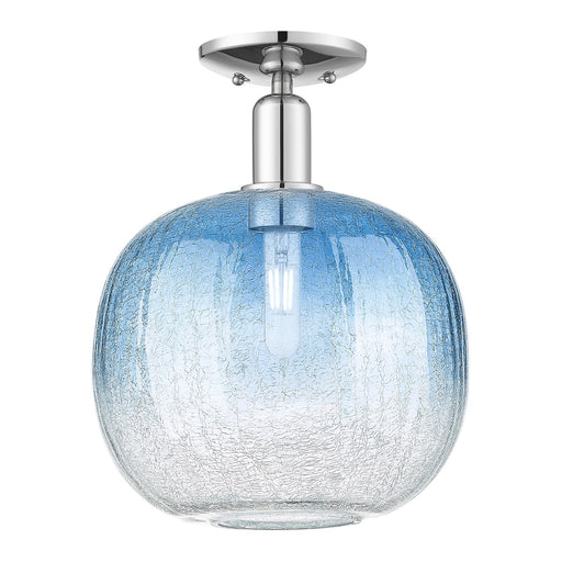 Innovations Brookhaven Sphere 10.5in 1-Light Semi-Flush Mount | Industrial Polished Chrome and Sapphire Blue Glass | Entryway | Model 716-1C-PC-G481-10SB