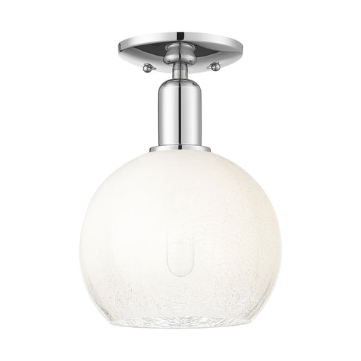 Innovations Brookhaven Globe 8in 1-Light Semi-Flush Mount | Industrial Polished Chrome Steel and Opal Glass | Entryway & | Model 716-1C-PC-G483-8OP
