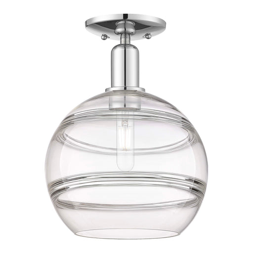 Innovations Rochester 10in 1-Light Semi-Flush Mount | Industrial Polished Chrome Steel and Clear Glass | Entryway & Hallway | Model 716-1C-PC-G556-10CL