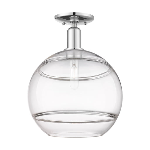 Innovations Rochester 12in 1-Light Semi-Flush Mount | Industrial Polished Chrome Steel and Clear Glass | Entryway & Hallway | Model 716-1C-PC-G556-12CL