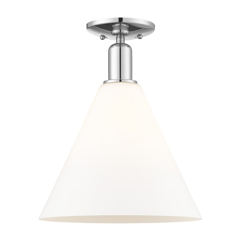 Innovations Berkshire Glass 12in 1-Light Semi-Flush Mount | Industrial Polished Chrome and Matte White Glass | Entryway & | Model 716-1C-PC-GBC-121