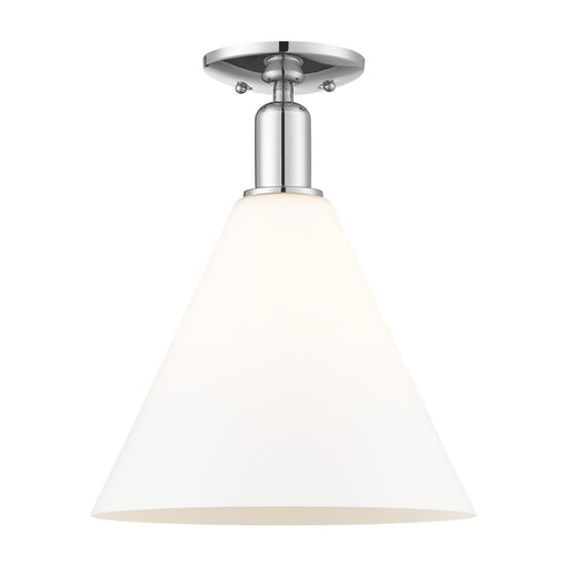 Innovations Berkshire Glass 12in 1-Light Semi-Flush Mount | Industrial Polished Chrome and Matte White Glass | Entryway & | Model 716-1C-PC-GBC-121