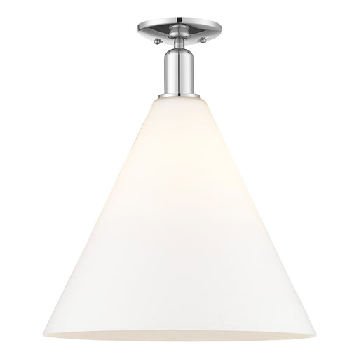 Innovations Berkshire Glass 16in 1-Light Semi-Flush Mount | Industrial Polished Chrome and Matte White Glass | Hallway & | Model 716-1C-PC-GBC-161