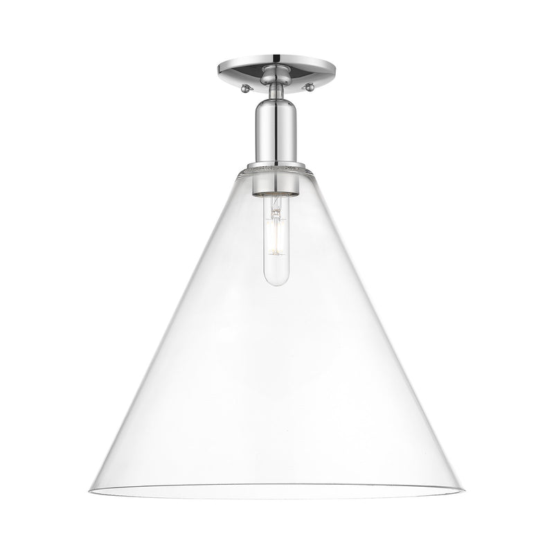 Innovations Berkshire Glass 16in 1-Light Semi-Flush Mount | Industrial Polished Chrome Steel and Clear Glass | Entryway & | Model 716-1C-PC-GBC-162