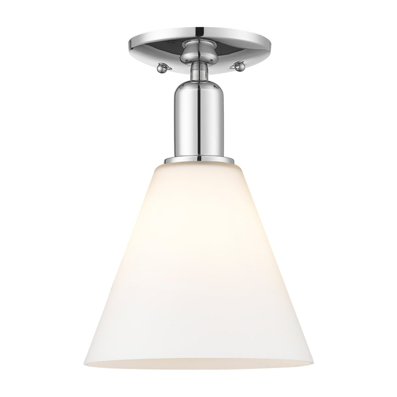 Innovations Berkshire Glass 8in 1-Light Semi-Flush Mount | Industrial Polished Chrome and Matte White Glass | Kitchen & Hallway | Model 716-1C-PC-GBC-81