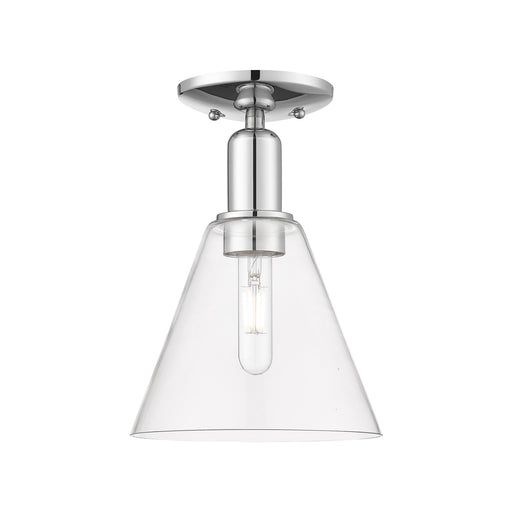 Innovations Berkshire Glass 8in 1-Light Semi-Flush Mount | Industrial Polished Chrome Steel and Clear Glass | Entryway & Hallway | Model 716-1C-PC-GBC-82