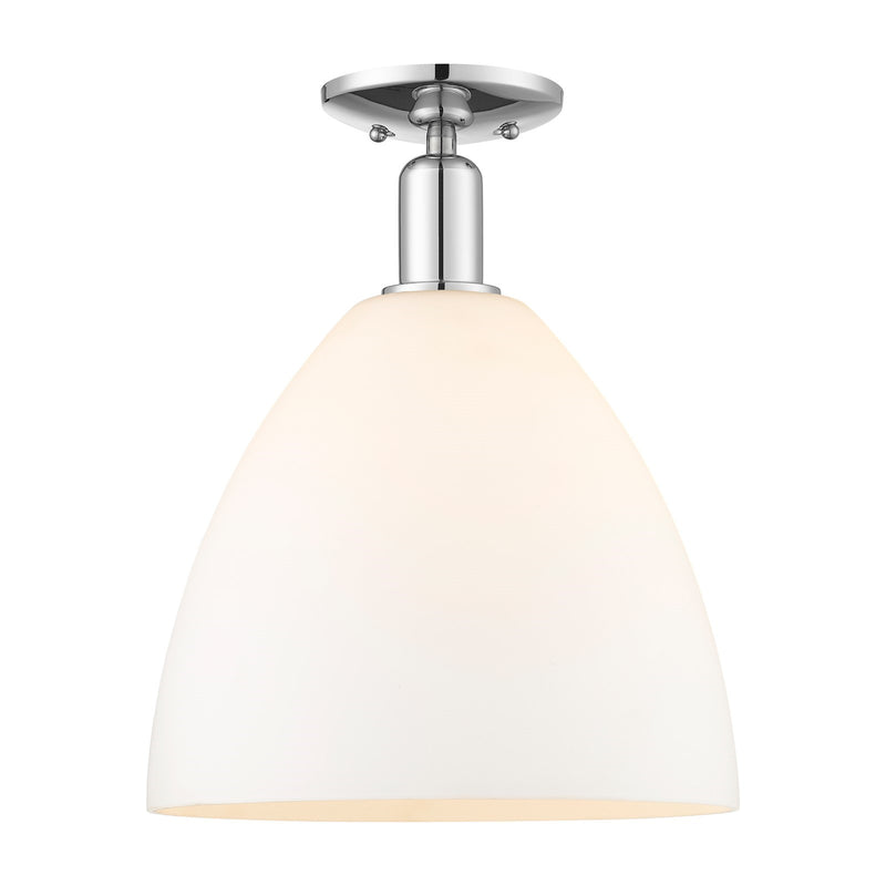 Innovations Bristol 12in 1-Light Semi-Flush Mount | Industrial Polished Chrome Steel and Matte White Glass | Entryway & Hallway | Model 716-1C-PC-GBD-121