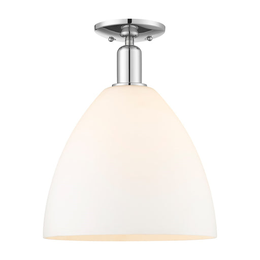 Innovations Bristol 12in 1-Light Semi-Flush Mount | Industrial Polished Chrome Steel and Matte White Glass | Entryway & Hallway | Model 716-1C-PC-GBD-121