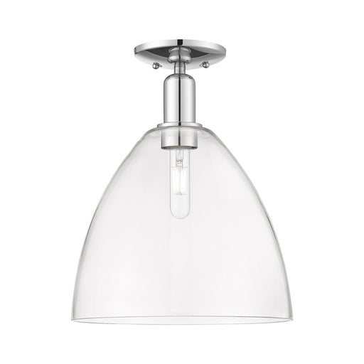Innovations Bristol 12in 1-Light Semi-Flush Mount | Industrial Polished Chrome Steel and Clear Glass | Entryway & Hallway | 12 x | Model 716-1C-PC-GBD-122
