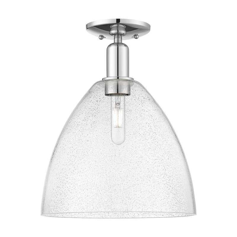 Innovations Bristol 12in 1-Light Semi-Flush Mount | Industrial Polished Chrome Steel and Seedy Glass Dome | Entryway & Hallway | Model 716-1C-PC-GBD-124