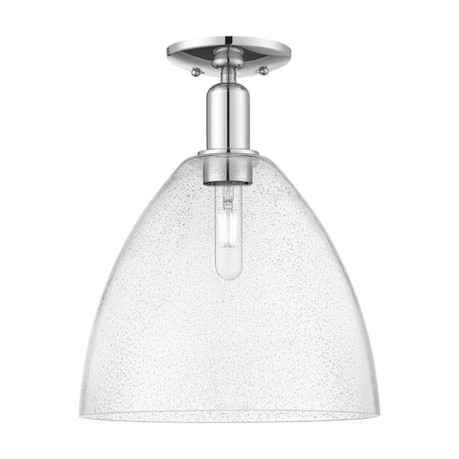 Innovations Bristol 12in 1-Light Semi-Flush Mount | Industrial Polished Chrome Steel and Seedy Glass Dome | Entryway & Hallway | Model 716-1C-PC-GBD-124